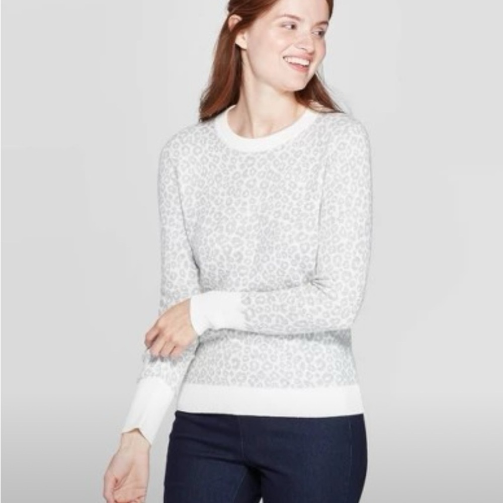 Target- A New Day Women's Leopard Print Long Sleeve Ribbed Cuff Crewneck Sweater